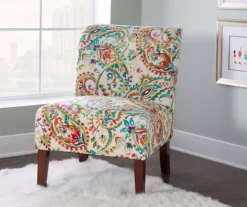 Danna Multicolor Upholstered Paisley Curved Back Slipper Chair 14 Danna Multicolor Upholstered Paisley Curved Back Slipper Chair -Living Room Furniture 810543301 6