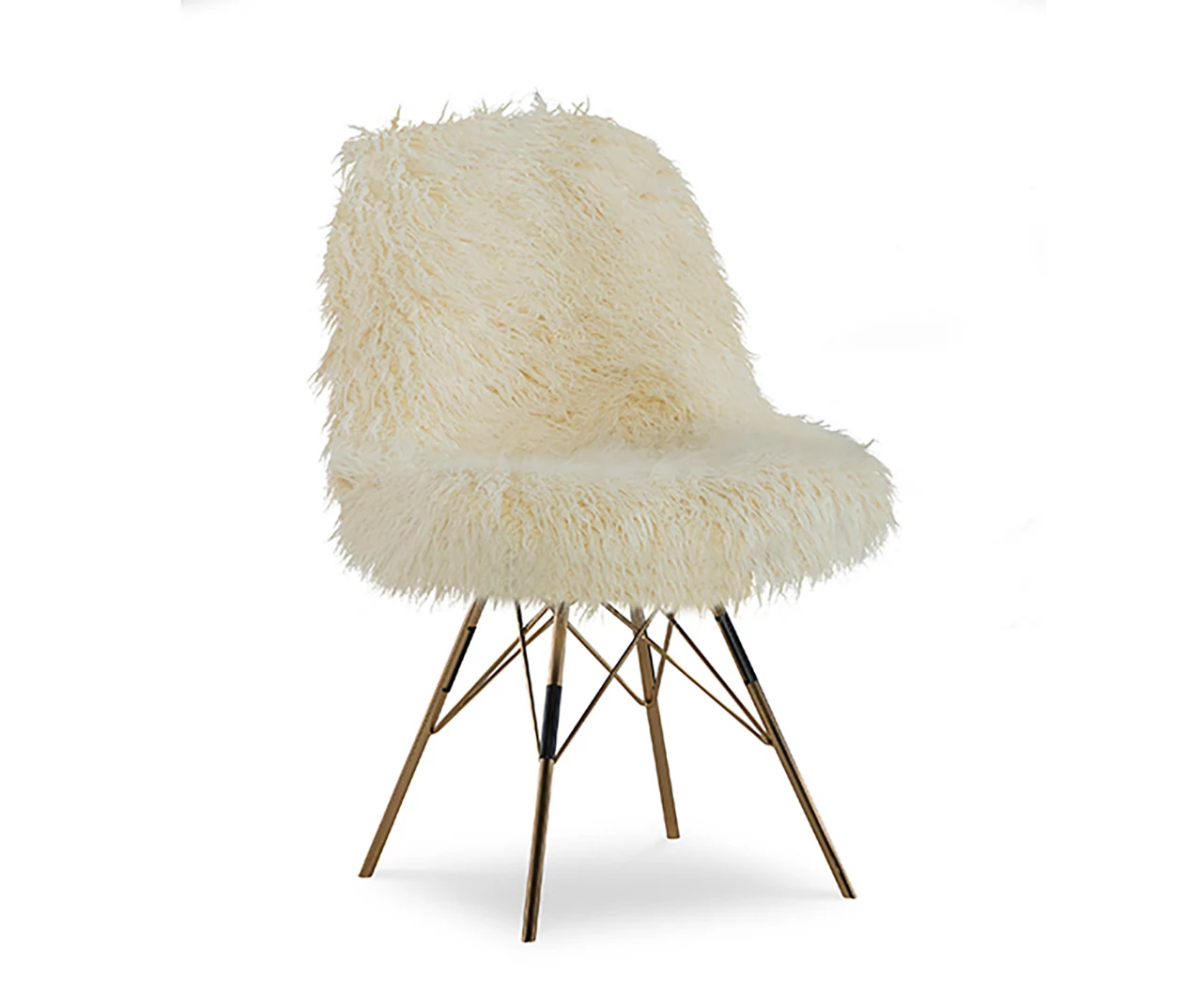 Layton Cream & Gold Faux Fur Chair 2 Layton Cream & Gold Faux Fur Chair