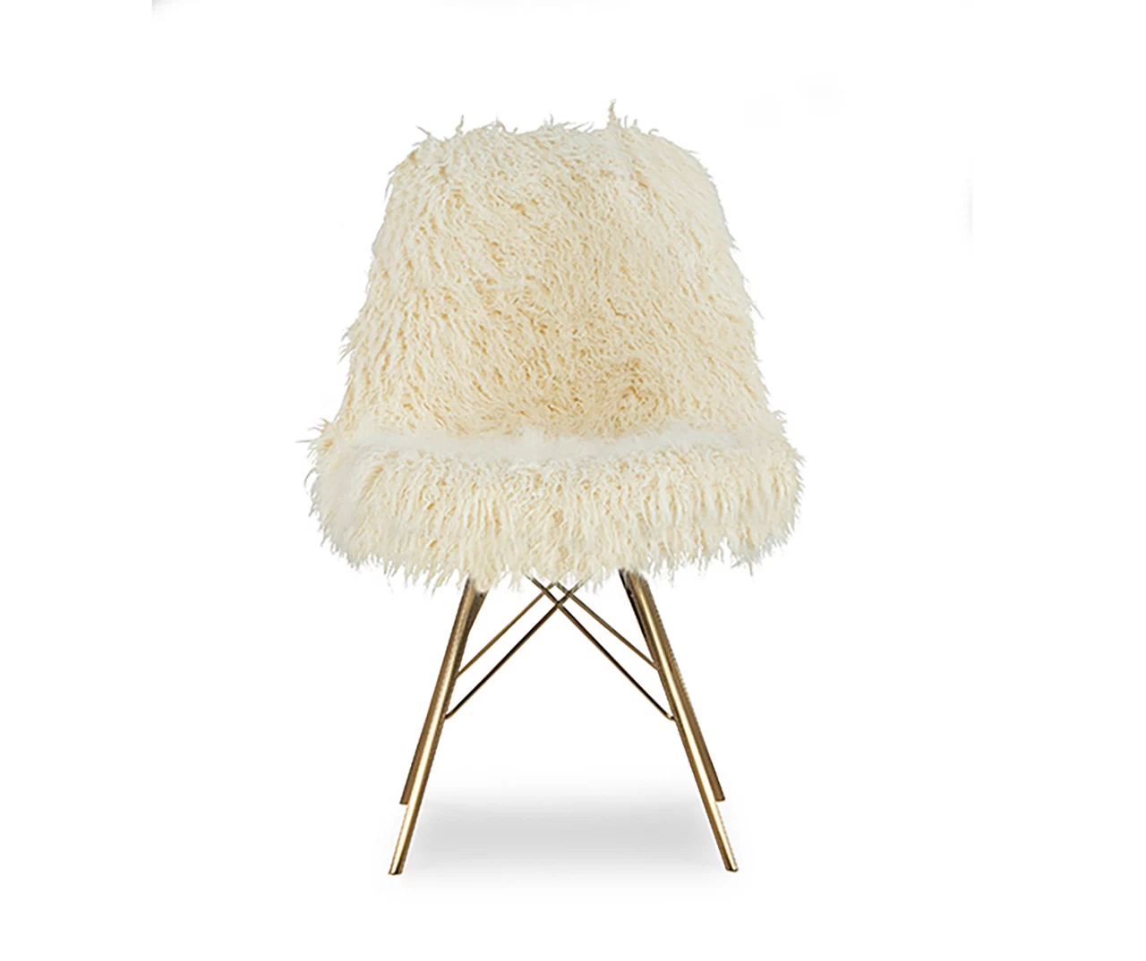 Layton Cream & Gold Faux Fur Chair 3 Layton Cream & Gold Faux Fur Chair - Image 2
