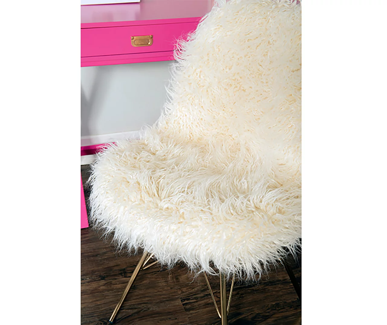 Layton Cream & Gold Faux Fur Chair 7 Layton Cream & Gold Faux Fur Chair - Image 6