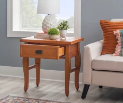 Denver Antique Pine 1-Drawer Curved Leg End Table -Living Room Furniture 810543318 A0 9