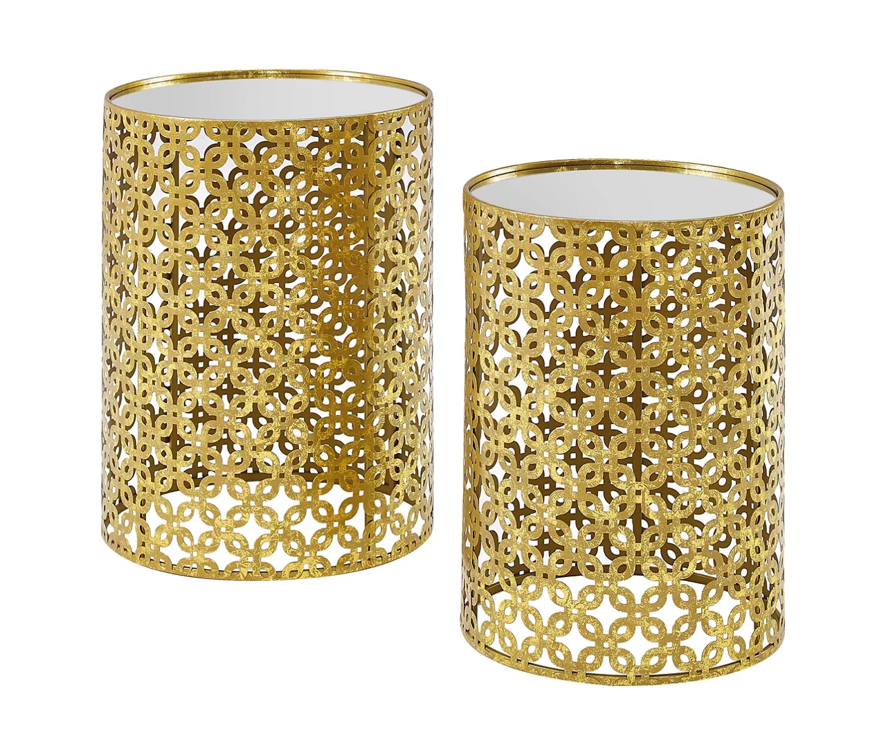Asher Gold 2-Piece Pierced Metal Nesting Table Set 3 Asher Gold 2-Piece Pierced Metal Nesting Table Set