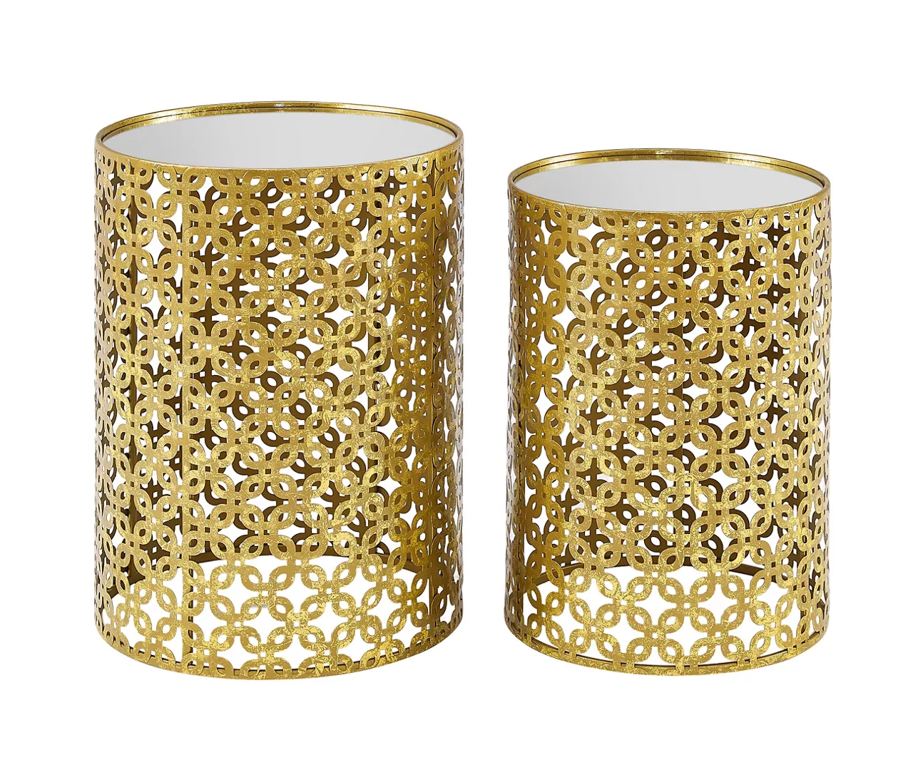 Asher Gold 2-Piece Pierced Metal Nesting Table Set 8 Asher Gold 2-Piece Pierced Metal Nesting Table Set - Image 6