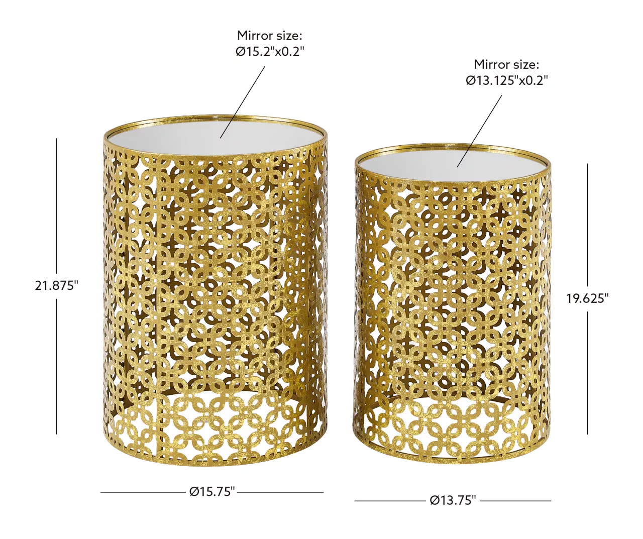 Asher Gold 2-Piece Pierced Metal Nesting Table Set 9 Asher Gold 2-Piece Pierced Metal Nesting Table Set - Image 7