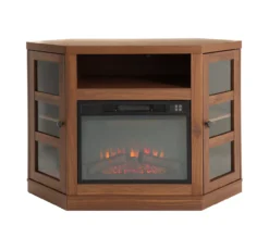 Living Room Furniture 32 48" Brown Corner Electric Fireplace Console