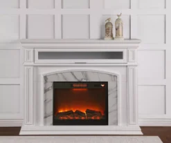 62" Grand White Faux Marble Electric Fireplace -Living Room Furniture 810570728 3
