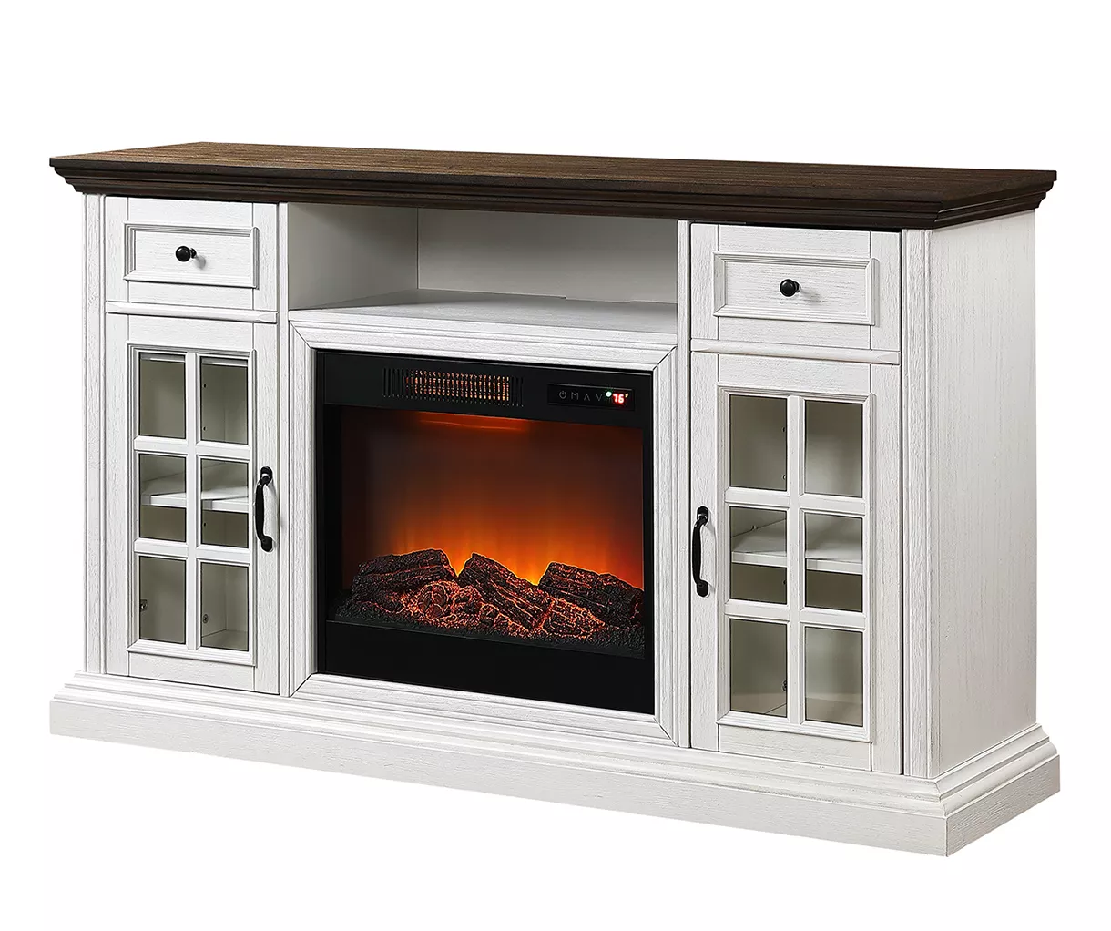 60" White 2-Tone Electric Fireplace Console 4 60" White 2-Tone Electric Fireplace Console - Image 2