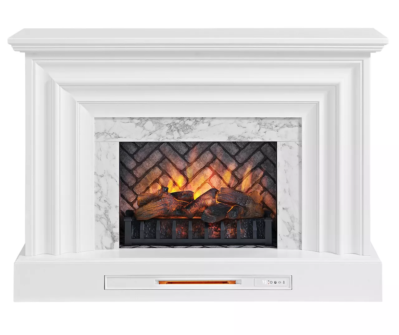 53.5" White Marble Petite Grand Electric Fireplace 2 53.5" White Marble Petite Grand Electric Fireplace