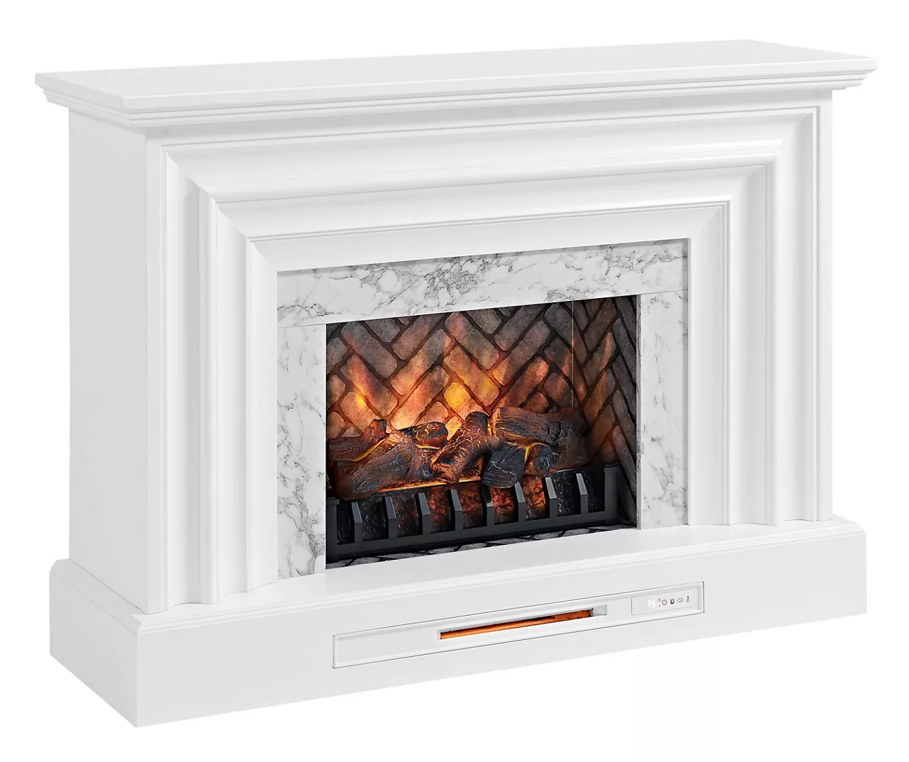 53.5" White Marble Petite Grand Electric Fireplace 3 53.5" White Marble Petite Grand Electric Fireplace - Image 2