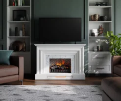 53.5" White Marble Petite Grand Electric Fireplace 7 53.5" White Marble Petite Grand Electric Fireplace -Living Room Furniture 810570829 3