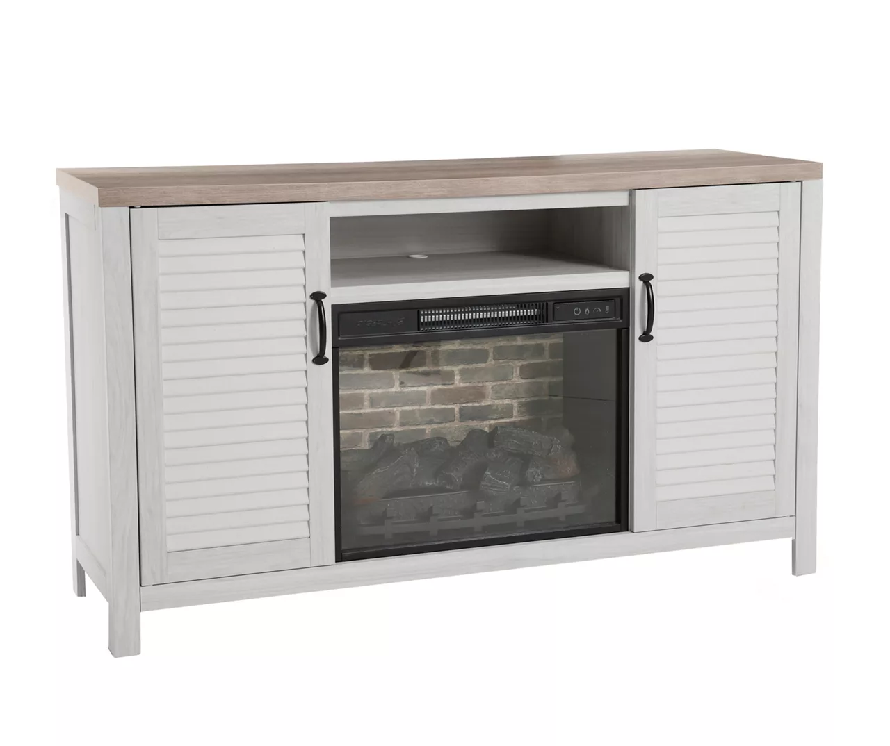 54" 2-Tone Shutter Door Electric Fireplace Console 5 54" 2-Tone Shutter Door Electric Fireplace Console - Image 3