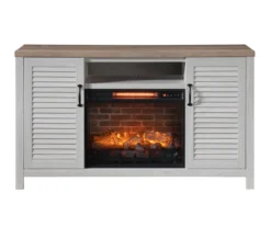 54" 2-Tone Shutter Door Electric Fireplace Console