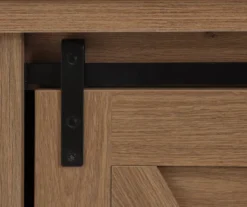 60" Light Brown Oak Barn Door Melamine Electric Fireplace -Living Room Furniture 810571322 2