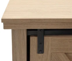 60" Light Brown Oak Barn Door Melamine Electric Fireplace -Living Room Furniture 810571322 3