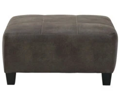 Navi Smoke Faux Leather Oversize Accent Ottoman -Living Room Furniture 810587441 2