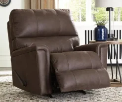 Navi Chestnut Faux Leather Rocker Recliner -Living Room Furniture 810587485 71