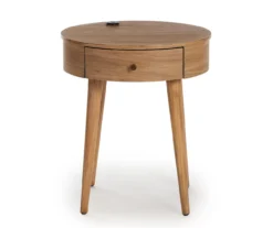 Medium Mango Round Side Table With USB Charging