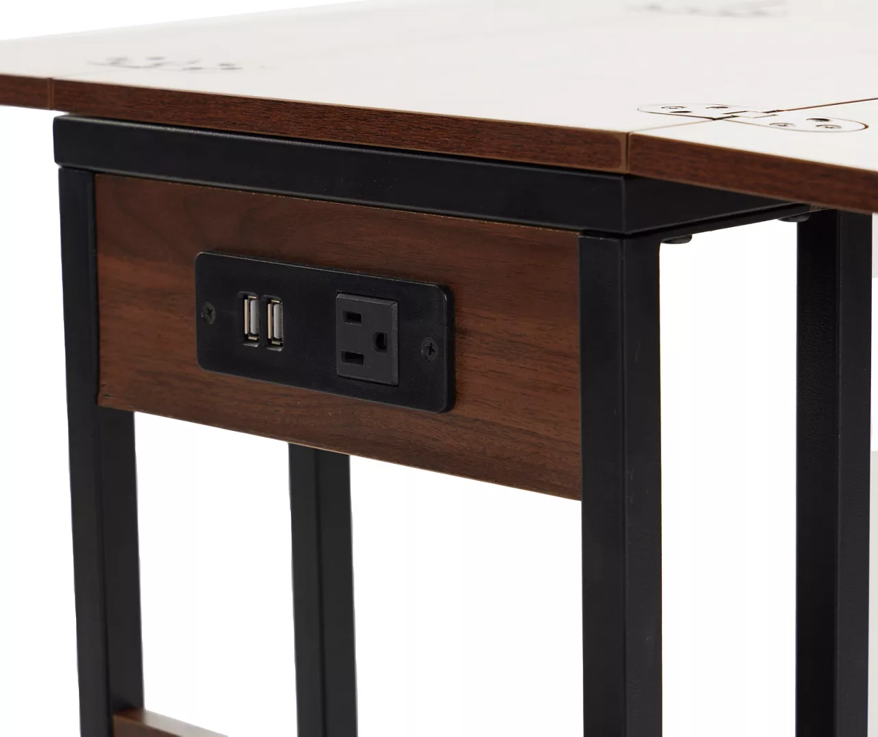 Walnut Drop-Leaf C Side Table With USB Charging 6 Walnut Drop-Leaf C Side Table With USB Charging - Image 4