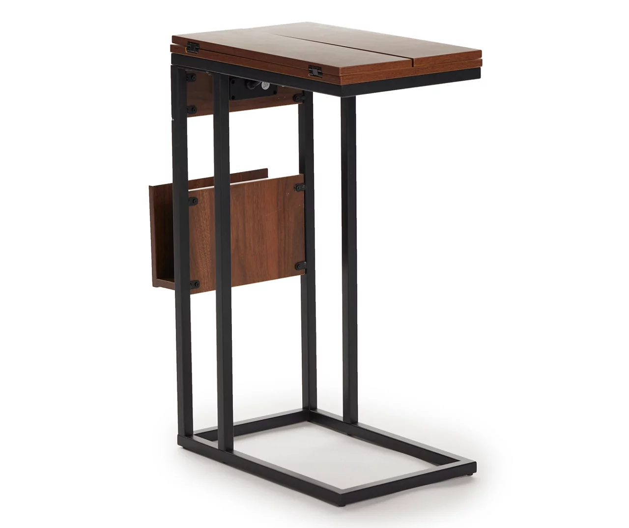 Walnut Drop-Leaf C Side Table With USB Charging 3 Walnut Drop-Leaf C Side Table With USB Charging