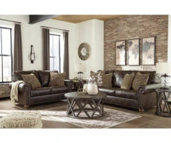 Nicorvo Coffee Faux Leather Sofa -Living Room Furniture 810594585 810594588 2