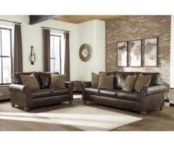 Nicorvo Coffee Faux Leather Sofa -Living Room Furniture 810594588 8105945851