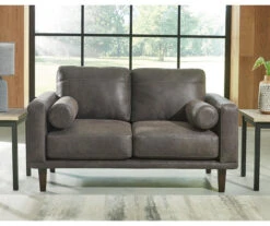 Arroyo Smoke Faux Leather Loveseat -Living Room Furniture 810594589 2 1