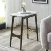 Walker Edison Faux Marble & Dark Brown Oak Tapered Leg Side Table -Living Room Furniture 810597277 B0
