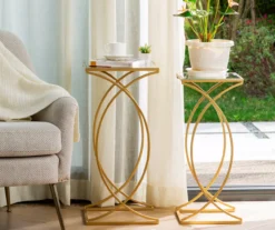 Gold Glass Top 2-Piece Nesting Accent Table Set 11 Gold Glass Top 2-Piece Nesting Accent Table Set -Living Room Furniture 810598720 A0 3