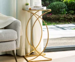 Gold Glass Top 2-Piece Nesting Accent Table Set 12 Gold Glass Top 2-Piece Nesting Accent Table Set -Living Room Furniture 810598720 A0 4
