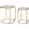 Gold Glass Top 2-Piece Nesting Side Table Set -Living Room Furniture 810598721 A0 1