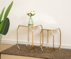 Gold Glass Top 2-Piece Nesting Side Table Set 11 Gold Glass Top 2-Piece Nesting Side Table Set -Living Room Furniture 810598721 A0 3