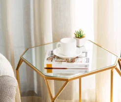 Gold Glass Top 2-Piece Nesting Side Table Set 13 Gold Glass Top 2-Piece Nesting Side Table Set -Living Room Furniture 810598721 A0 5