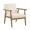Cream Boucle & Wood Accent Chair 1 Cream Boucle & Wood Accent Chair -Living Room Furniture 810609718 A0 2