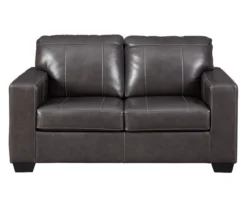 Morelos Gray Leather Loveseat