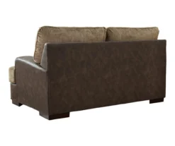 Alesbury Brown Faux Leather Loveseat -Living Room Furniture 810612253 2