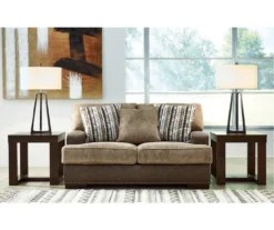 Alesbury Brown Faux Leather Loveseat -Living Room Furniture 810612253 5