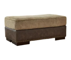 Alesbury Brown Faux Leather Ottoman -Living Room Furniture 810612254 1