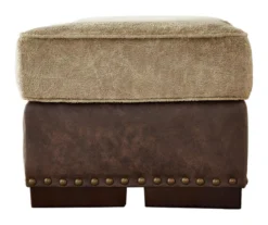 Alesbury Brown Faux Leather Ottoman -Living Room Furniture 810612254 3