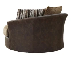 Alesbury Brown Faux Leather Oversize Swivel Accent Chair -Living Room Furniture 810612255 2