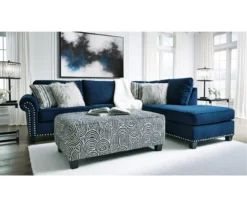 Trendle Blue & Tan Oversize Accent Ottoman -Living Room Furniture 810612384 4