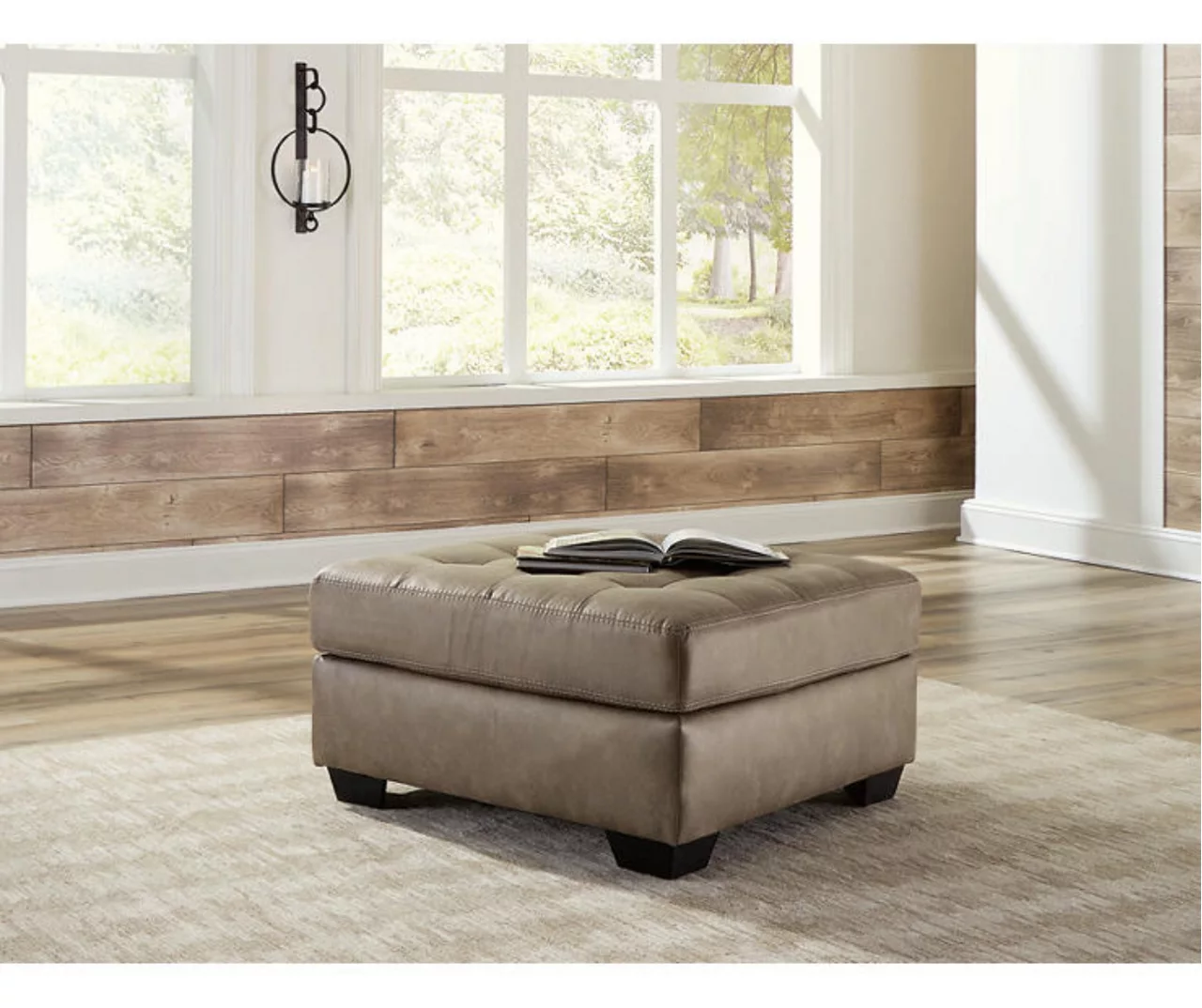 Keskin Brown Faux Leather Oversize Accent Ottoman 4 Keskin Brown Faux Leather Oversize Accent Ottoman - Image 2