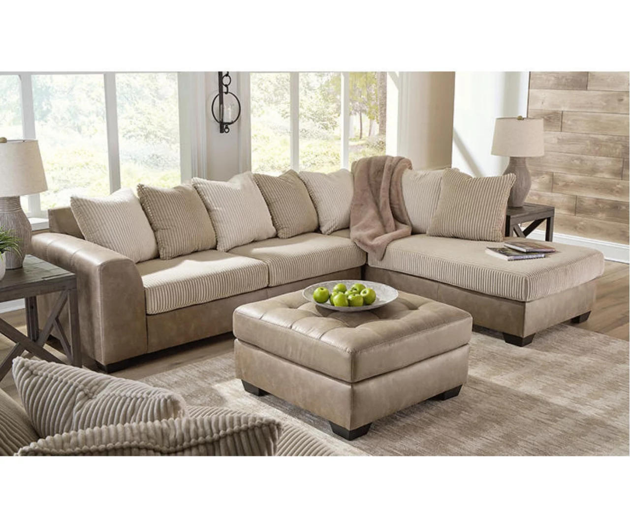 Keskin Brown Faux Leather Oversize Accent Ottoman 5 Keskin Brown Faux Leather Oversize Accent Ottoman - Image 3