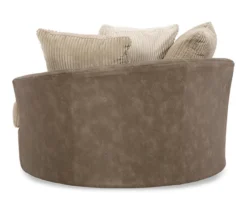 Keskin Brown Faux Leather Oversize Swivel Accent Chair -Living Room Furniture 810612413 4