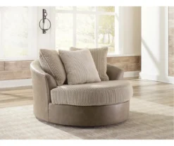 Keskin Brown Faux Leather Oversize Swivel Accent Chair -Living Room Furniture 810612413 5