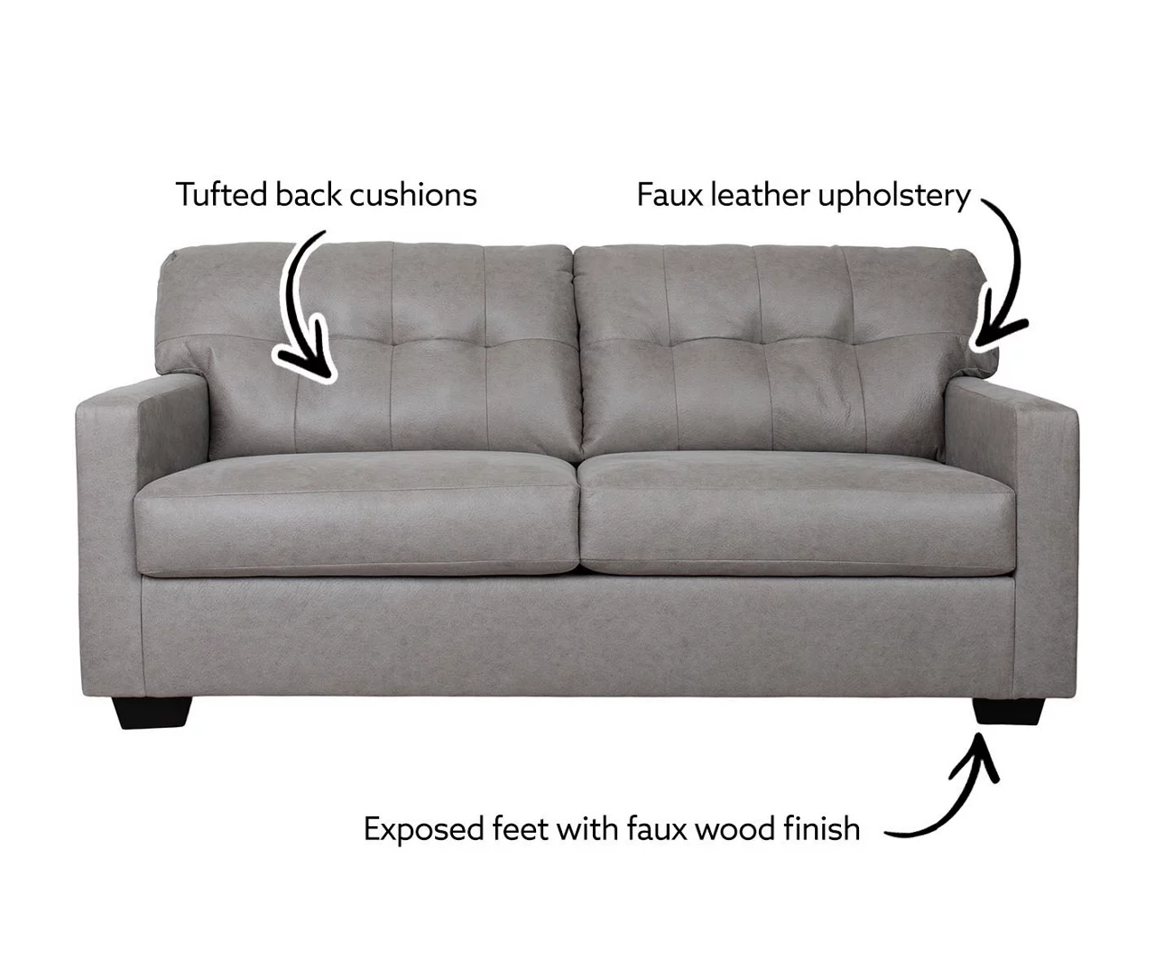 Battstone Graphite Faux Leather Sofa 4 Battstone Graphite Faux Leather Sofa - Image 2