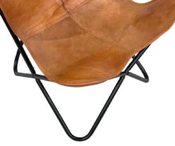 Tan Leather Butterfly Chair -Living Room Furniture 810616677 A0 3