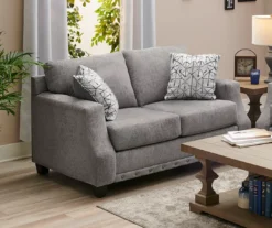 Alexandria Gray Chenille Loveseat -Living Room Furniture 810616680 B0 1