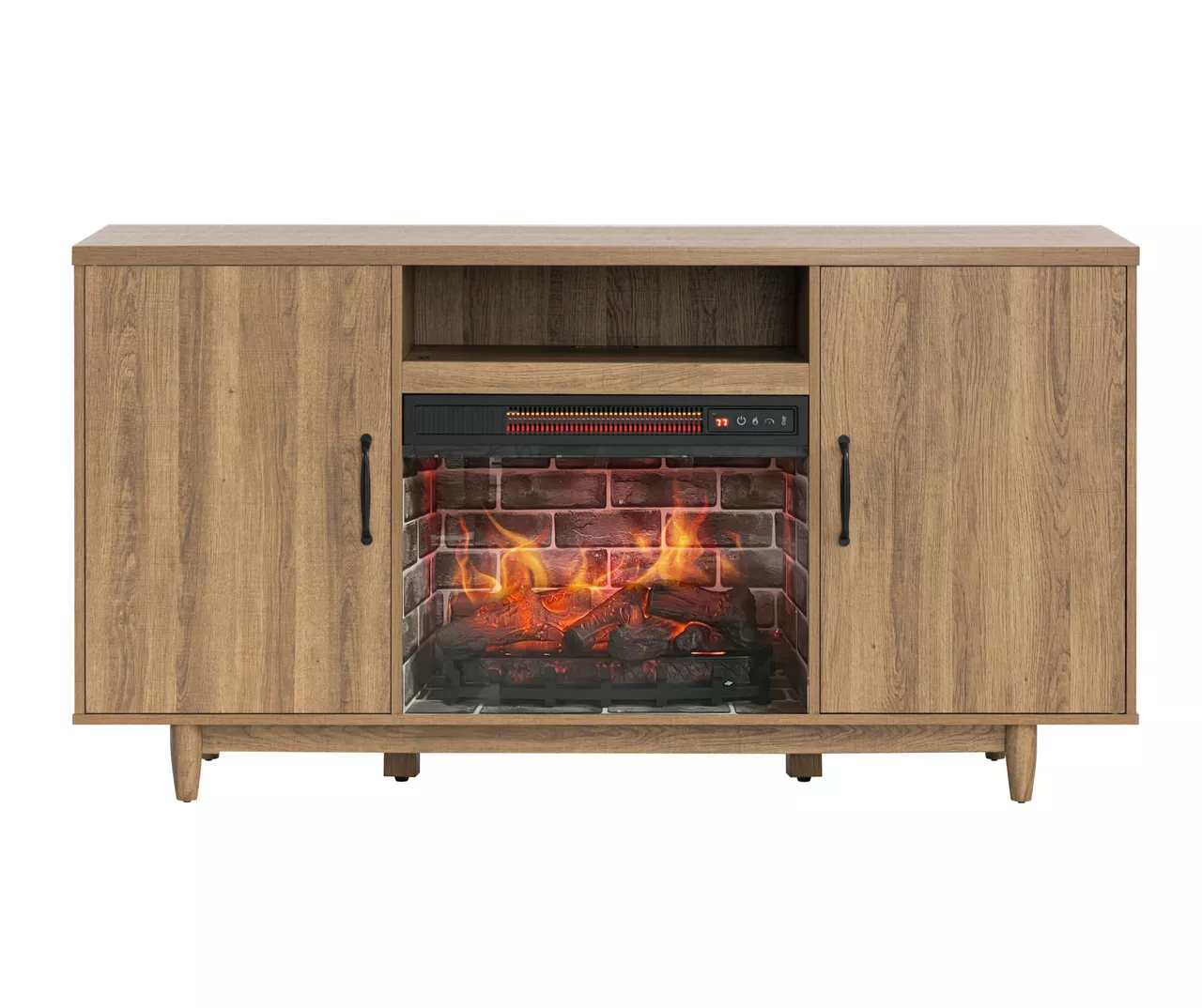 60" Modern Tan Electric Fireplace Console 2 60" Modern Tan Electric Fireplace Console