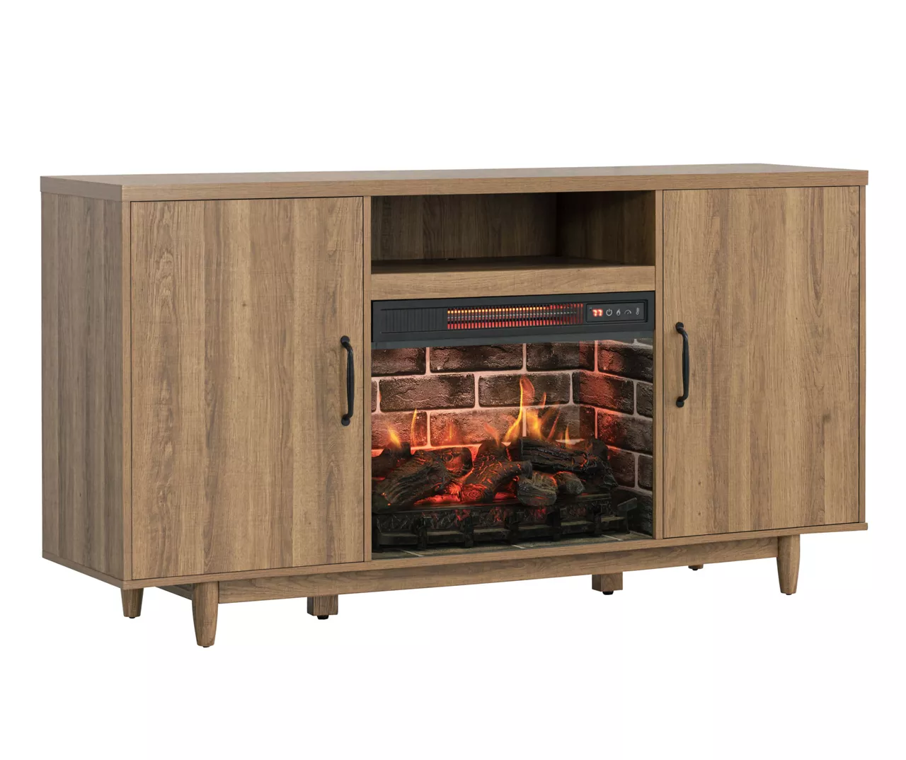 60" Modern Tan Electric Fireplace Console 6 60" Modern Tan Electric Fireplace Console - Image 5