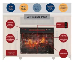 60" Modern Tan Electric Fireplace Console 10 60" Modern Tan Electric Fireplace Console -Living Room Furniture 810617759 M7